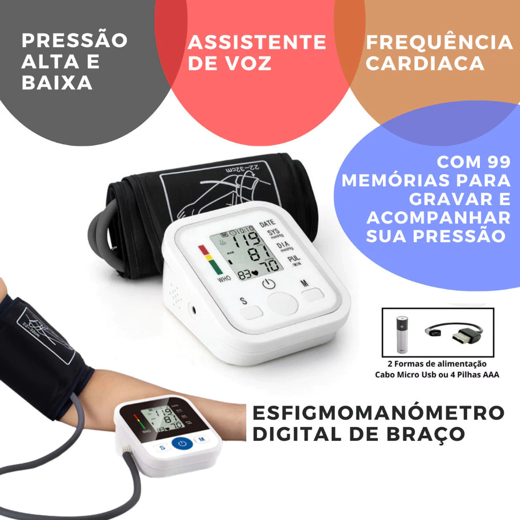Aparelho Medidor De Pressão Arterial Digital De Braço - Imagem 4