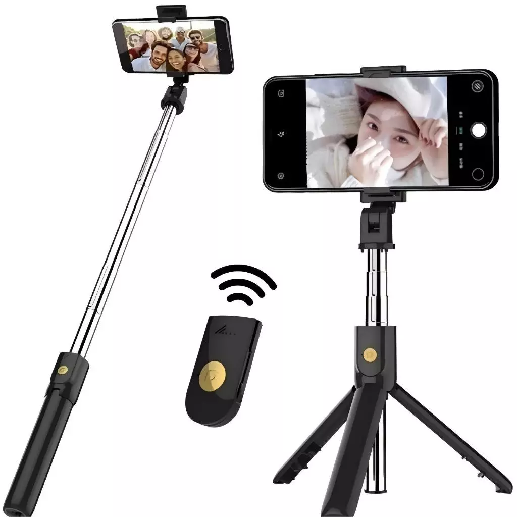 Bastão Pau de selfie Tripé Retrátil Com Luz LED Controle Bluetooth Celular - Imagem 4