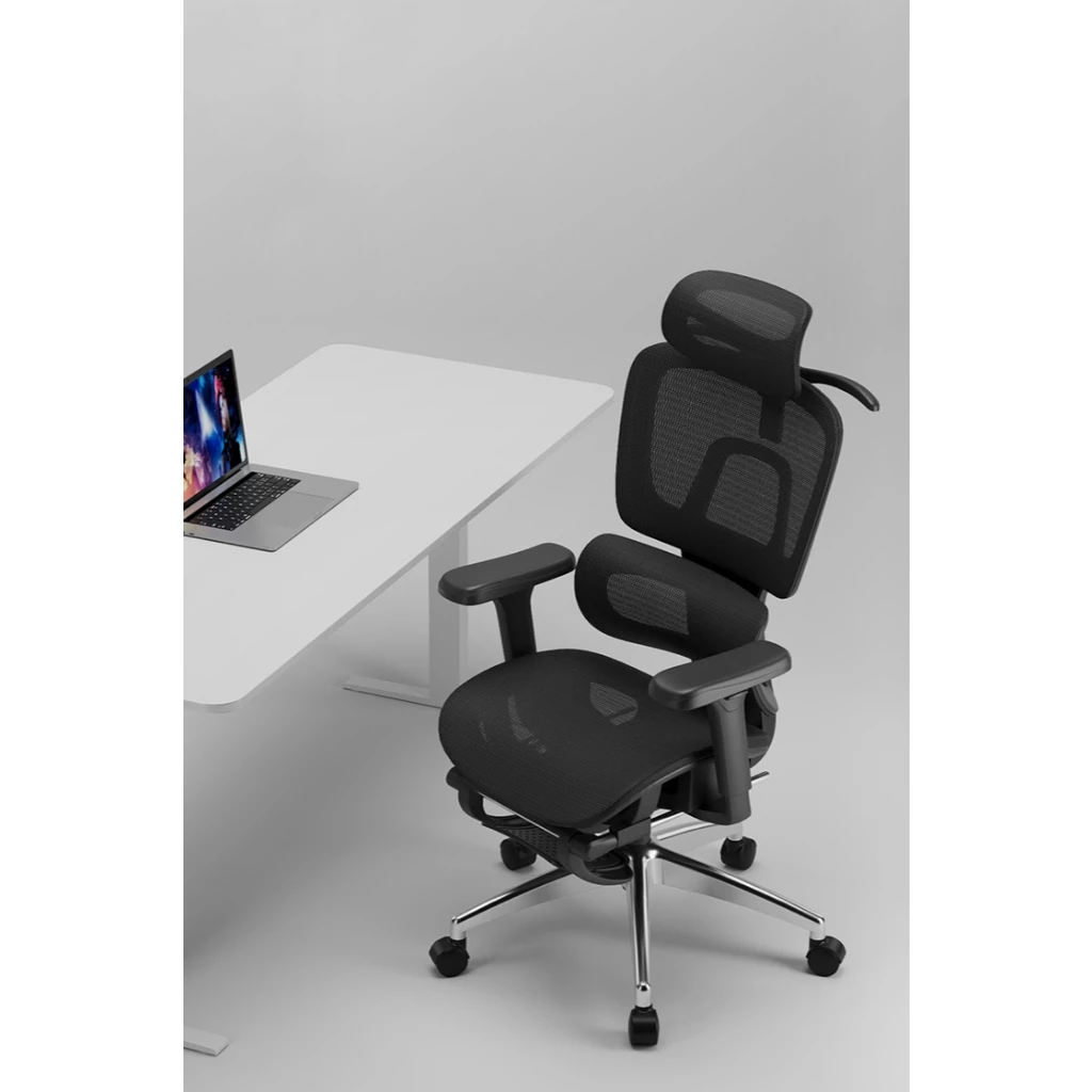 Cadeira Escritório Ergonômica Presidente Regulagem De Altura Base Giratória Preto cinza gamer - Imagem 4