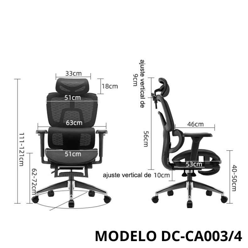 Cadeira Escritório Ergonômica Presidente Regulagem De Altura Base Giratória Preto cinza gamer - Imagem 7