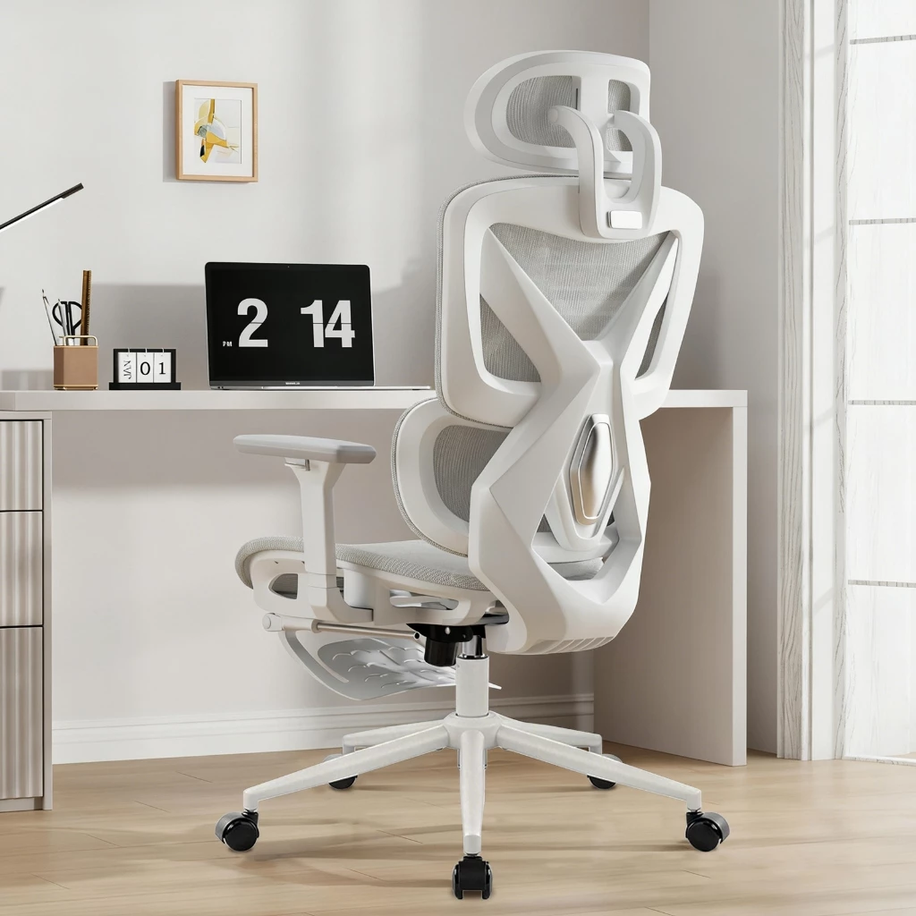 Cadeira Gamer/Home Office Ajustável com Pé, Braço 6D, Suporte Lombar e Cabeça - Ergonômica para Estudo e Trabalho, 150kg - Imagem 2