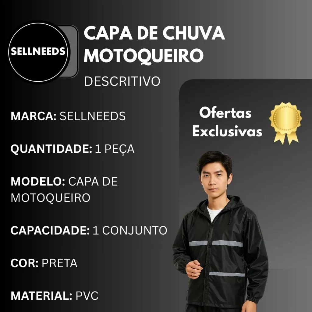 Capa De Chuva Moto Motoqueiro Impermeável Reforçada - Imagem 5