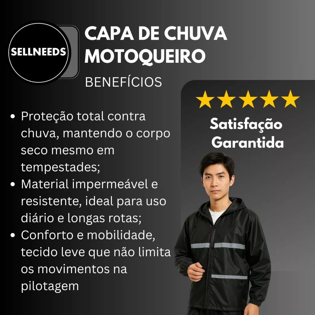 Capa De Chuva Moto Motoqueiro Impermeável Reforçada - Imagem 4