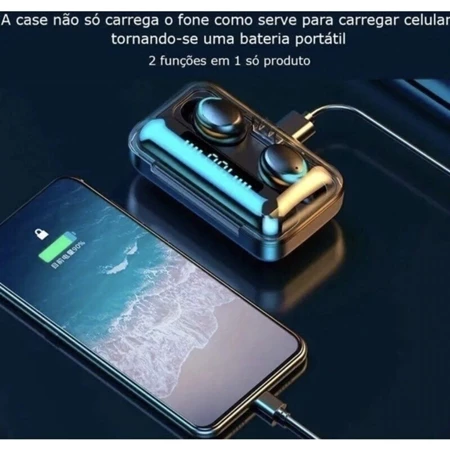 Fone Bluetooth Sem Fio com Power Bank Display Digital Touch TWS Caixa Carregadora Alta Bateria - Imagem 5