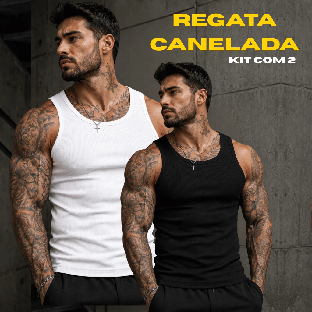 Kit 2 Regata Masculina Camiseta Modelo Americano Canelada Básica