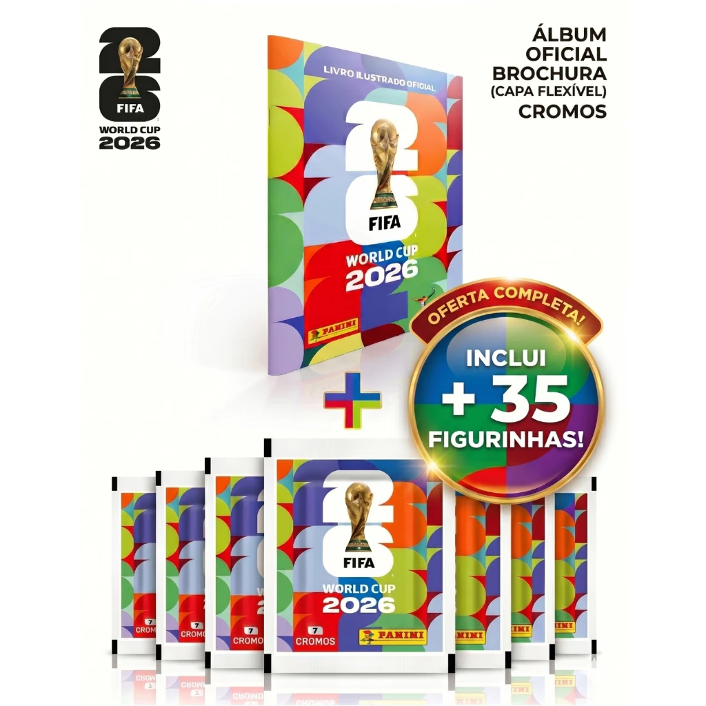Kit Álbum Copa Do Mundo Fifa 2026 + 35 Figurinhas Panini Coleção Oficial Mundial World Cup - Imagem 5