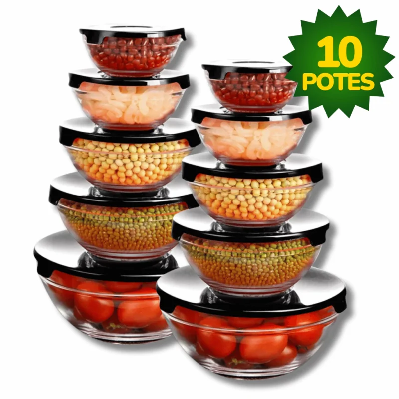 Kit Conjunto De Potes de Vidro