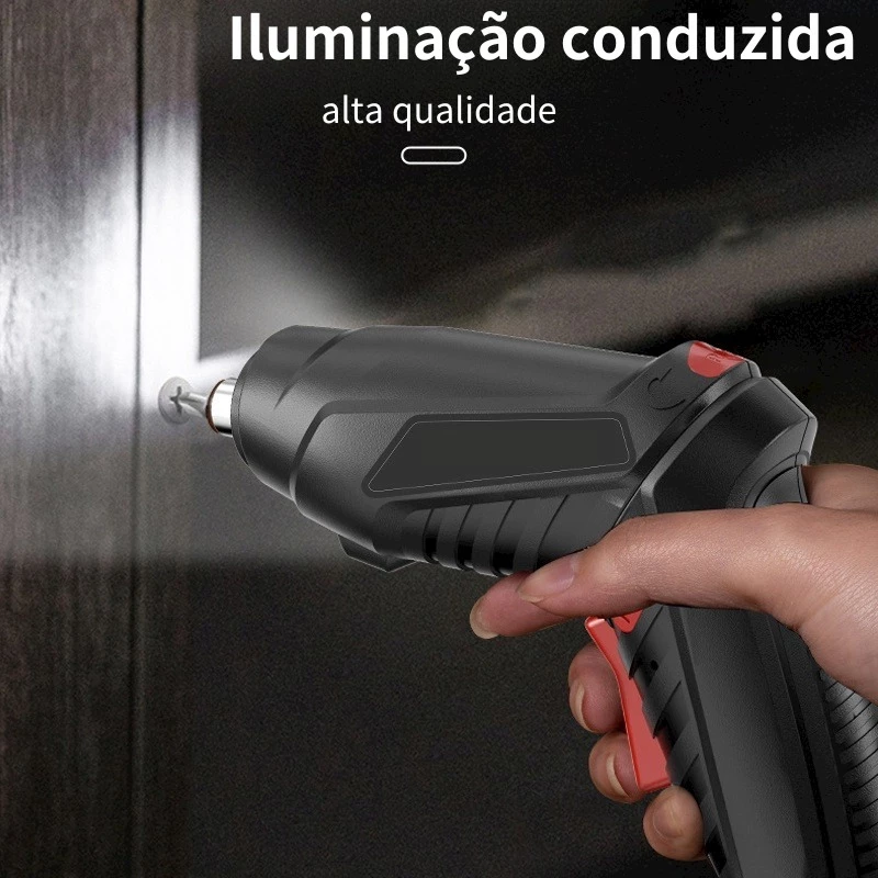Kit Parafusadeira Elétrica/Furadeira 48 Peças À Bateria Sem Fio Carregador Usb Portátil Leve - Imagem 5