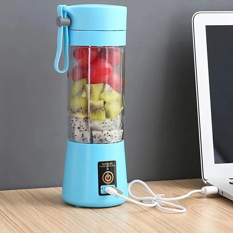 Mini Liquidificador Portátil 380ml USB 6 Lâminas Recarregável Shake Sucos Vitaminas Cores Variadas - Imagem 2