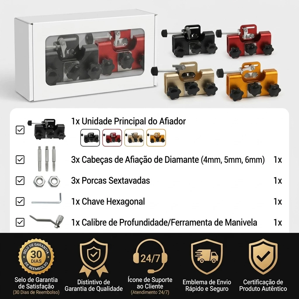 Afiador de Corrente Manual para Motosserra, Lima, Cabeça de Afiação Portátil - Deixe sua Corrente Afiada - Imagem 3