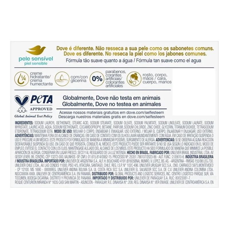 Kit Sabonete Dove C/6 Unidades 90G Pele Sensivel - Imagem 7